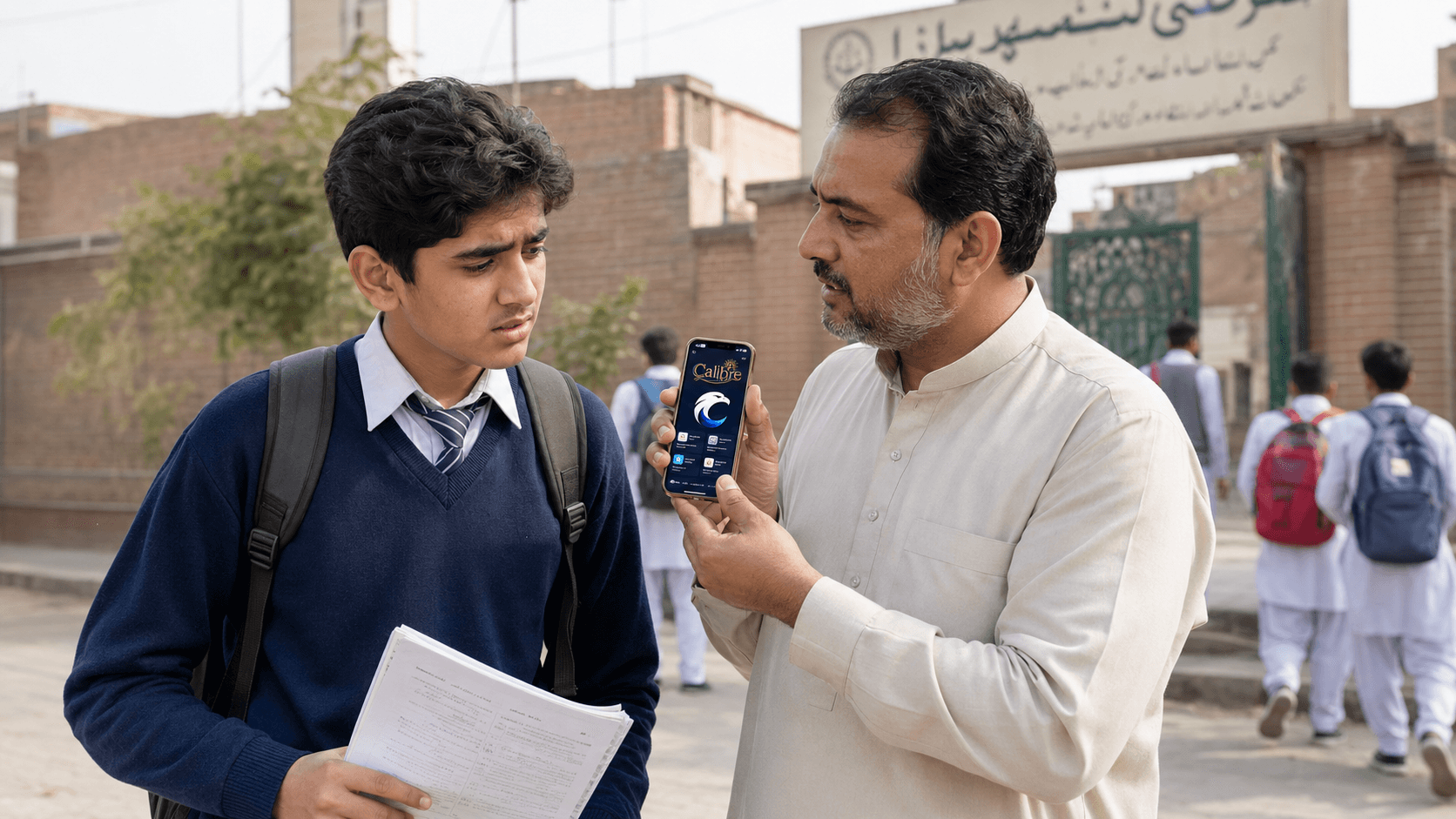 Pakistani tutor showing Calibre to a student